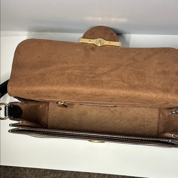Coach Tan and Black Clutch Wristlet